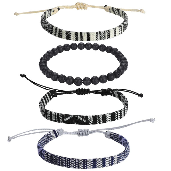 Beach Bracelet Set for Men and Women, Surfer Men Bracelet, Braided Boho Summer Bracelets Adjustable Men's Bracelet Handmade Women Bracelet String Rope Ankle Bracelets Birthday Gift