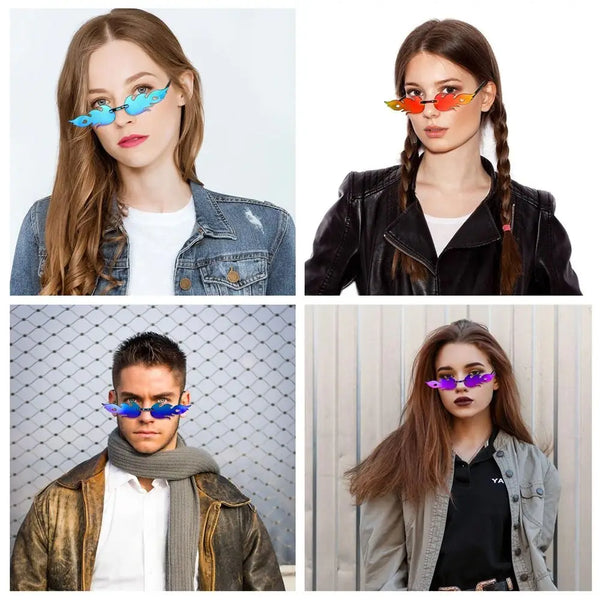 Rimless Fire Flame Party Sunglasses – UV400