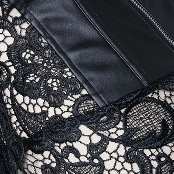 Gothic Overbust Corset Dress – Faux Leather Punk Style