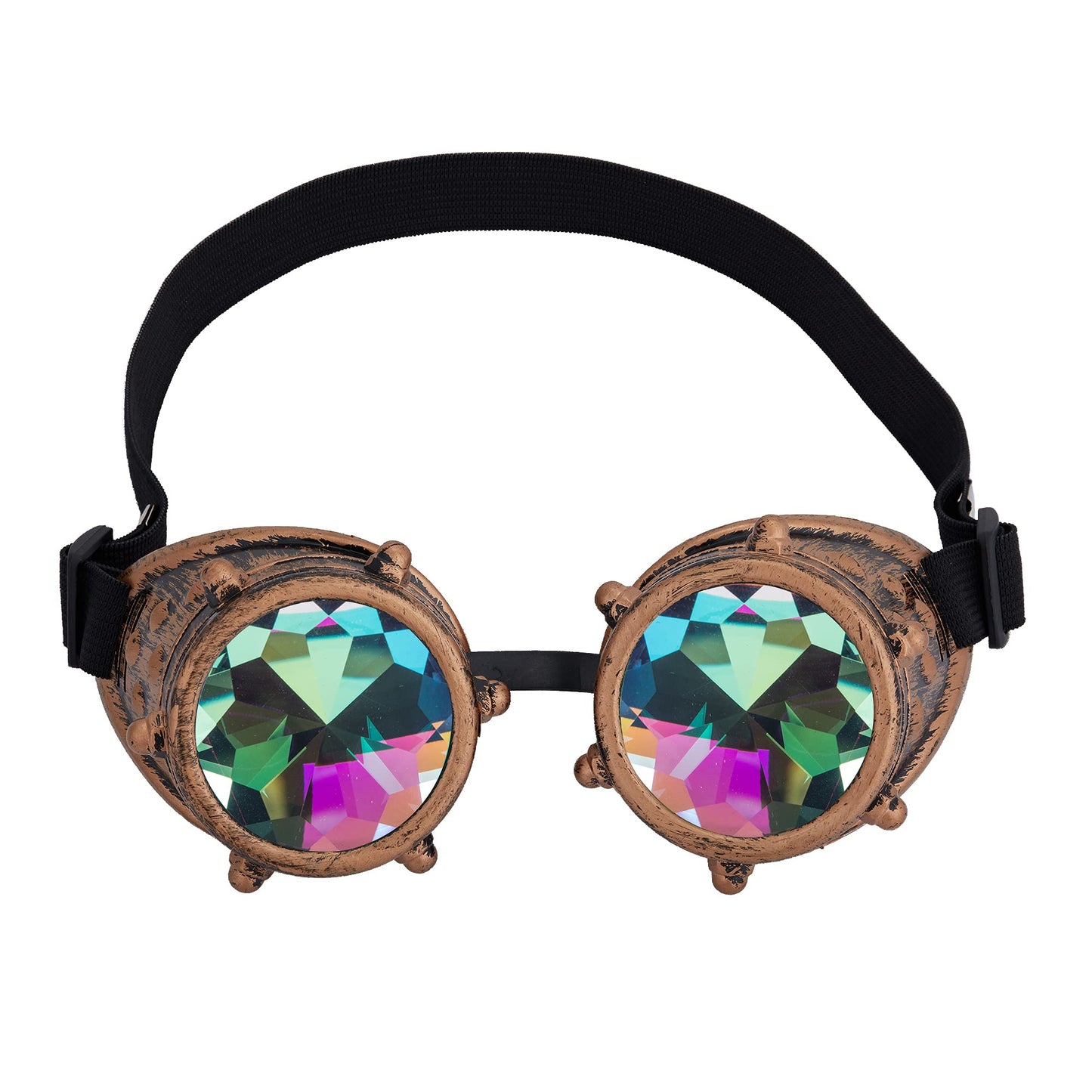 Spiked Kaleidoscope Rainbow Crystal Rave Goggles