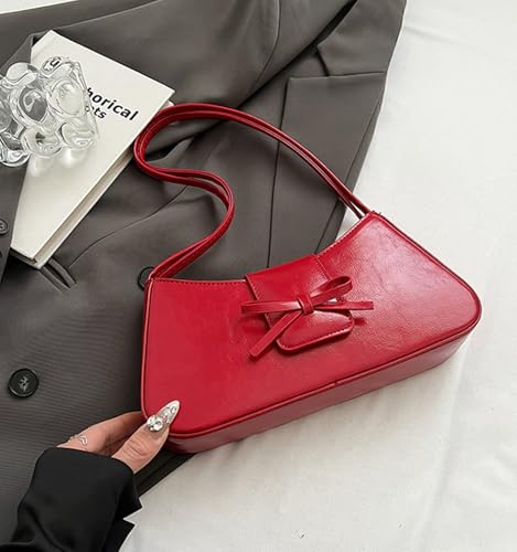 Shoulder Bag for Women — Trendy Y2K Patent Leather Bow Hobo