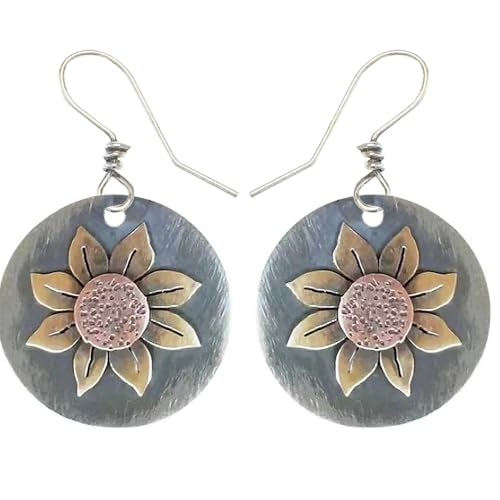 Gray Teardrop Flower Boho Dangle Earrings
