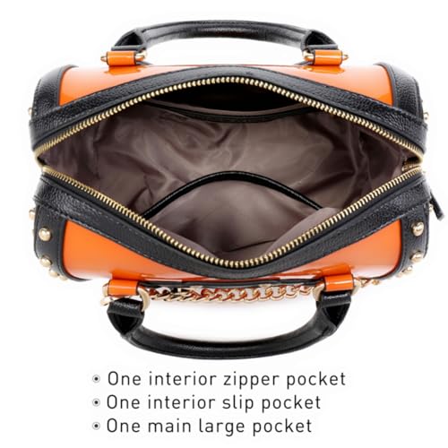Women's Barrel Bag Shiny Patent Faux Leather Top-Handle Satchel
