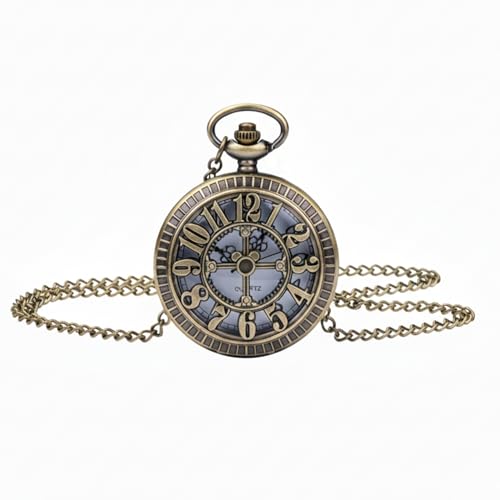 I-MART Retro Antique Bronze Pocket Watch with 31" Lobster Clasp Neckla