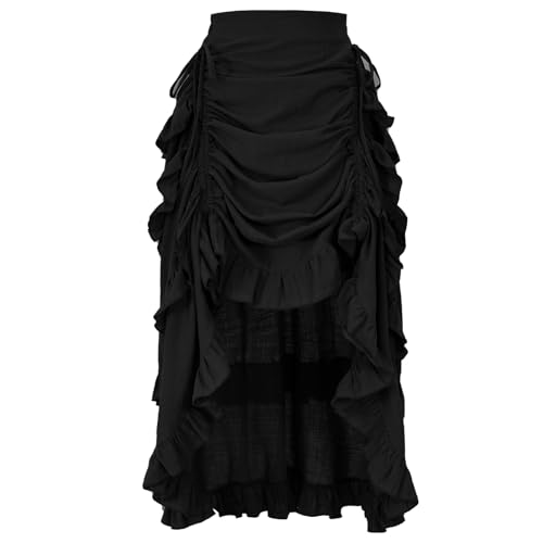 Women's Renaissance Skirt Pirate High-Low Ruffle Maxi Skirts