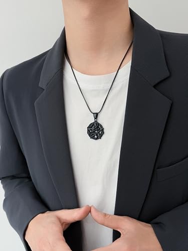 Hipunk Pentagram Pentacle Wiccan Necklace -Star Satanic Pendant 316L Stainless Steel Traditional Seal of Solomon Tetragrammaton Eliphas Levi's Pentagra Wicca Punk Retro Jewelry
