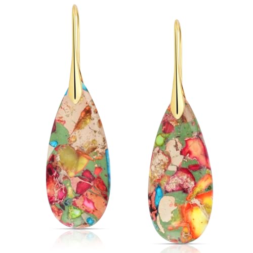 Chalcedony Crystal Teardrop Copper Hook Earrings