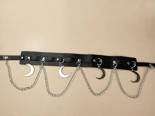 Gothic Moon Waist Chain Belt — Goth Rave Witch Accessory for Women (Halloween & Christmas)