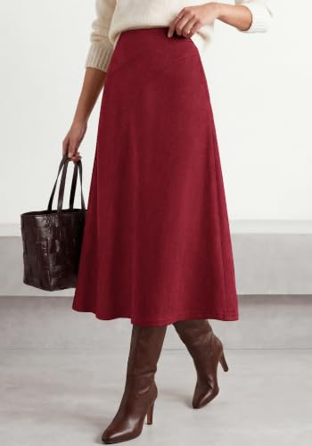 BTFBM Women Faux Suede Midi Long Skirt Fall Fashion 2026