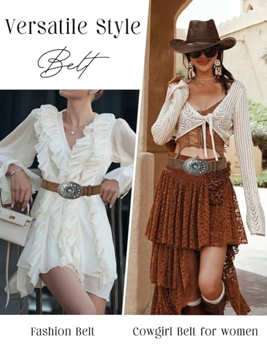 Scarlet Darkness Western Belt For Women Leather Cowgirl Belt With