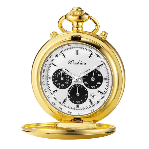 Smooth Quartz Pocket Watches for Men Multifunctional Chronograph Class