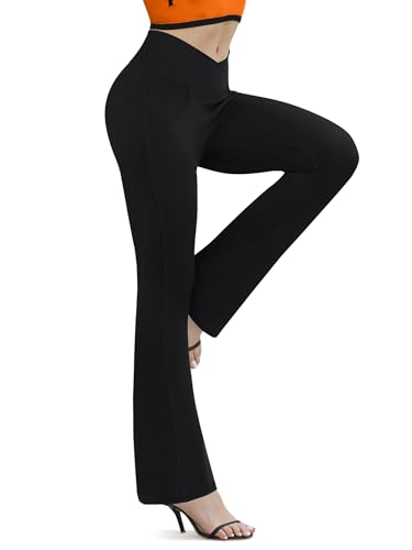 Flare Leggings For Women Yoga Pants With Pockets High Waisted