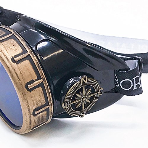 Victorian Steampunk Goggles with Compass & Ocular Loupe