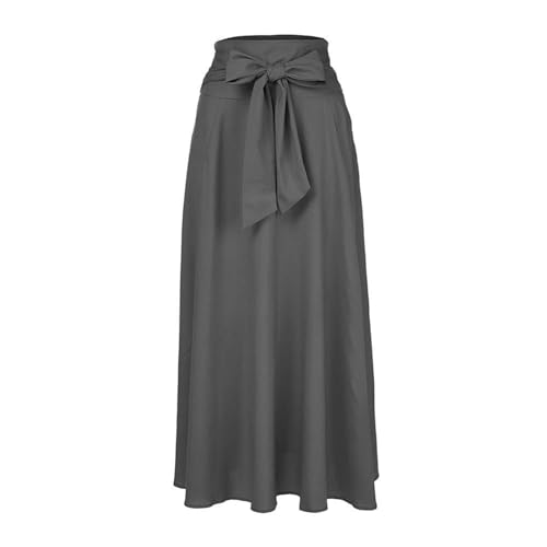 Women’s High Waist Pleated Maxi Skirt with Pockets, Solid Split Flowy Skirt