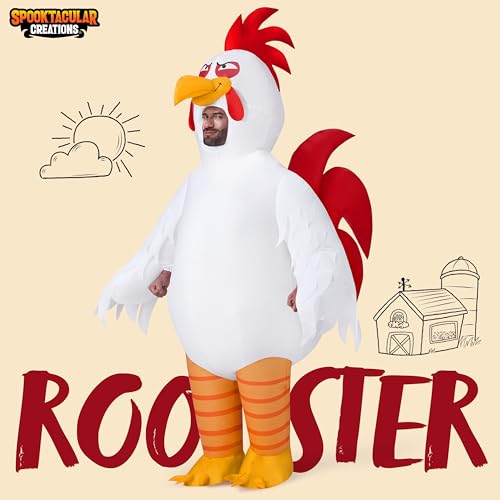 Spooktacular Creations Inflatable Chicken Costumes for Adults, Blow Up Rooster Costumes for Halloween Animal Cosplay Parties