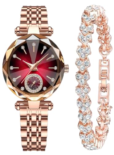 Women Watches with Bracelet Rose Gold for Lady Elegant Stainless Steel
