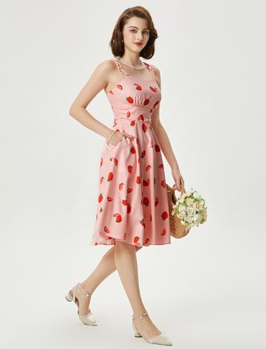 Summer Dress Spaghetti Strap Flowy Midi Beach Sundress Wedding Guest Cocktail Dress