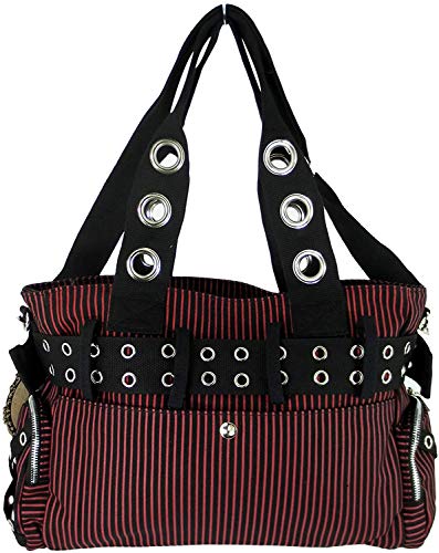 Striped Punk Rock Steampunk Purse with Handcuff Skull Charm