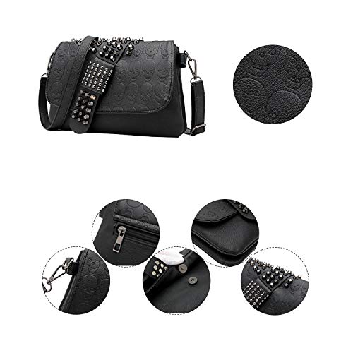 Punk Skull Rivet PU Leather Crossbody Shoulder Bag
