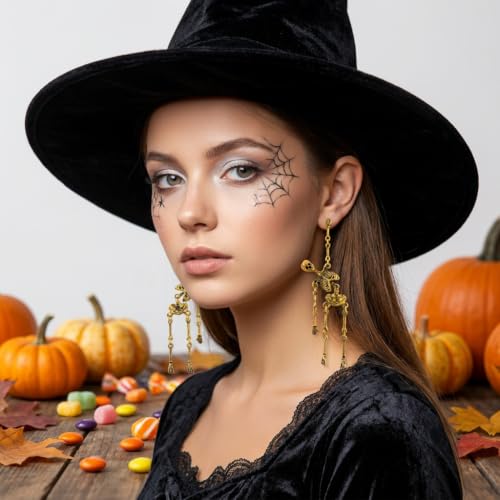 Halloween Skull Bat Dangle Drop Earrings for Women