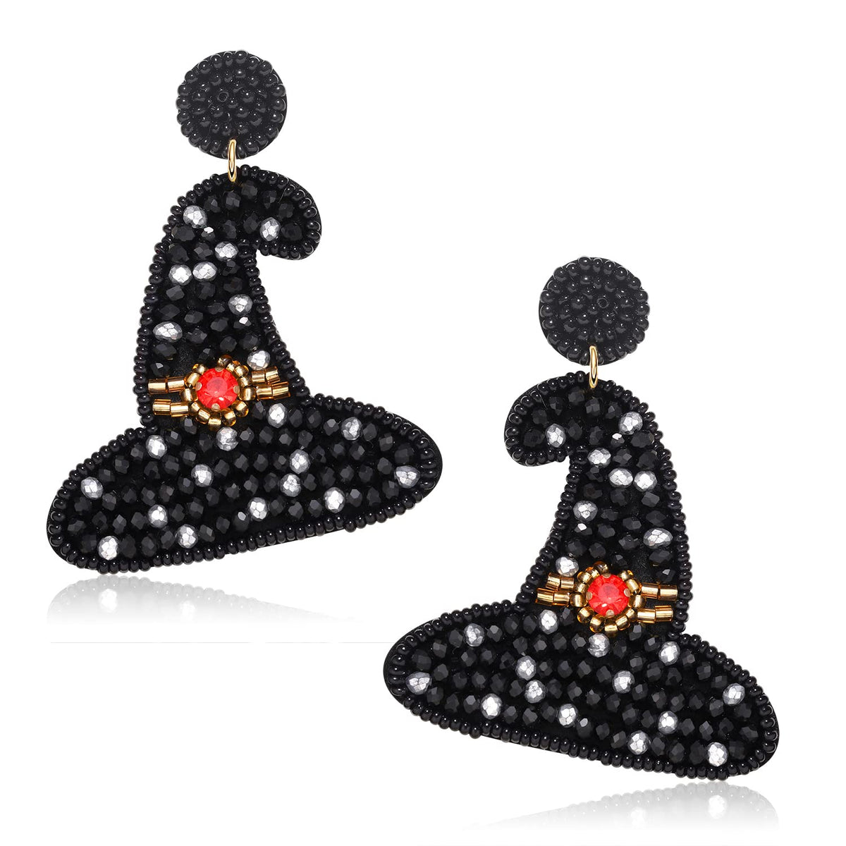 Halloween Earrings for Women Cute Pumpkin Ghost Beaded Dangle Earrings Statement Spooky Skull Witch Hat Boo Trick Treat RIP Earrings Fun Halloween Holiday Costumes Party Jewelry Gifts