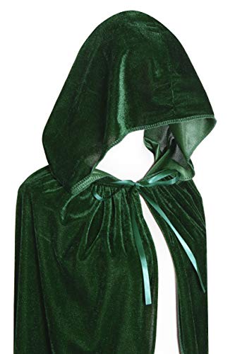 BIGXIAN Long Hooded Cloak Velvet Cape Witch Costume Halloween Costumes for Women Men