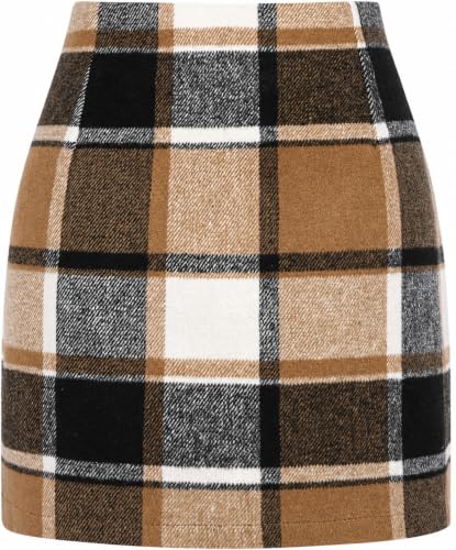 Rapbin Womens High Waist Plaid Skirt Fall Winter Bodycon Pencil Mini Skort Main image