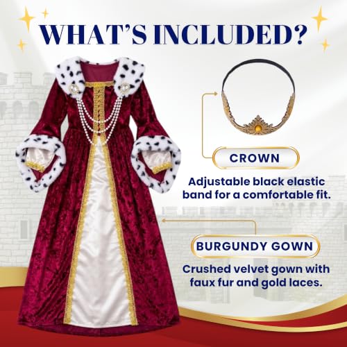 Dress Up America Queen Costume for Girls - Kids Renaissance Princess Costume - Royal Gown and Crown Set Secondary image