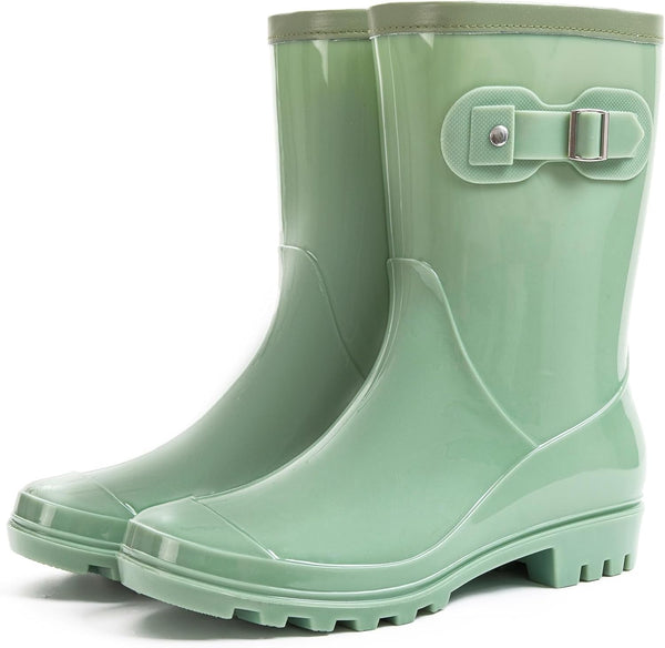 Women's Mid Calf Rain Boots Waterproof Fashion Shoes
