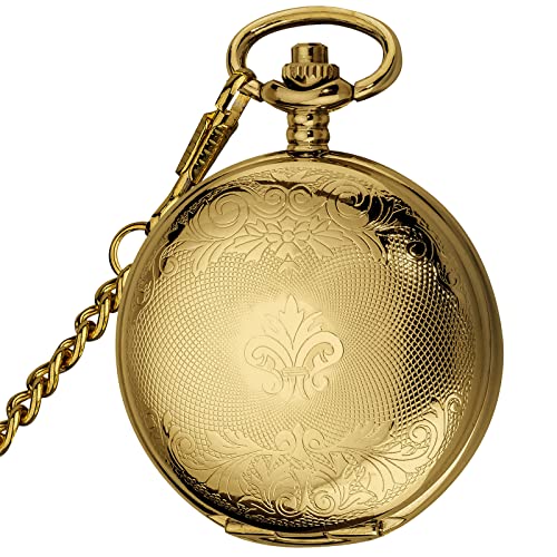 Mechanical Skeleton Pocket Watch with Chain