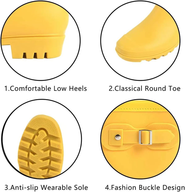 Women's Mid Calf Rain Boots Waterproof Fashion Shoes