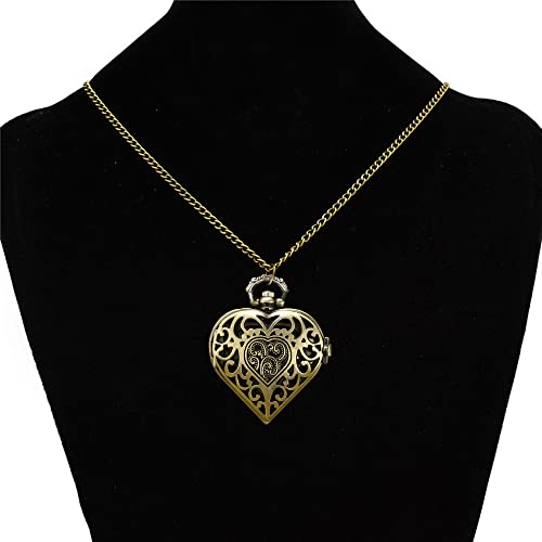 Heart-Shaped Analog Pocket Watch Necklace