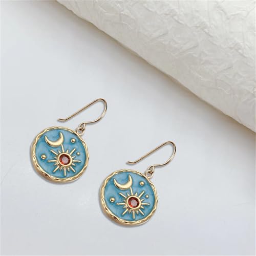 Vintage Sun and Moon Coin Drop Earrings