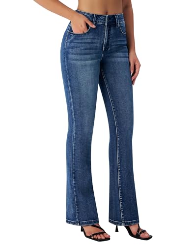 Women's Trendy Stretchy Flare Jeans Mid Rise Bootcut Curvy