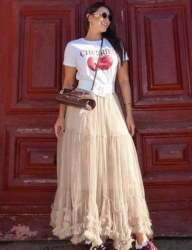 Women's Maxi Tulle Skirts Long Layered Mesh Tiered Fairy Skirt