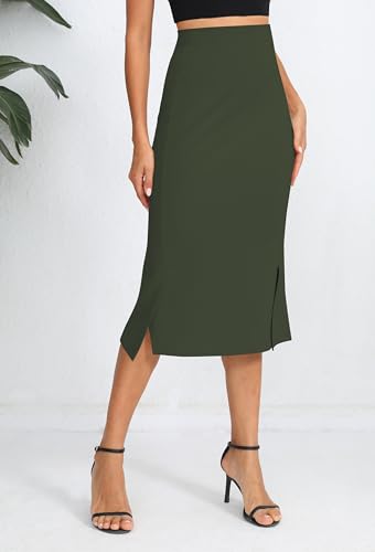 Urban CoCo Women's Stretch Office Fishtail Pencil Skirt High Waist Bodycon Midi Skirt with Slit