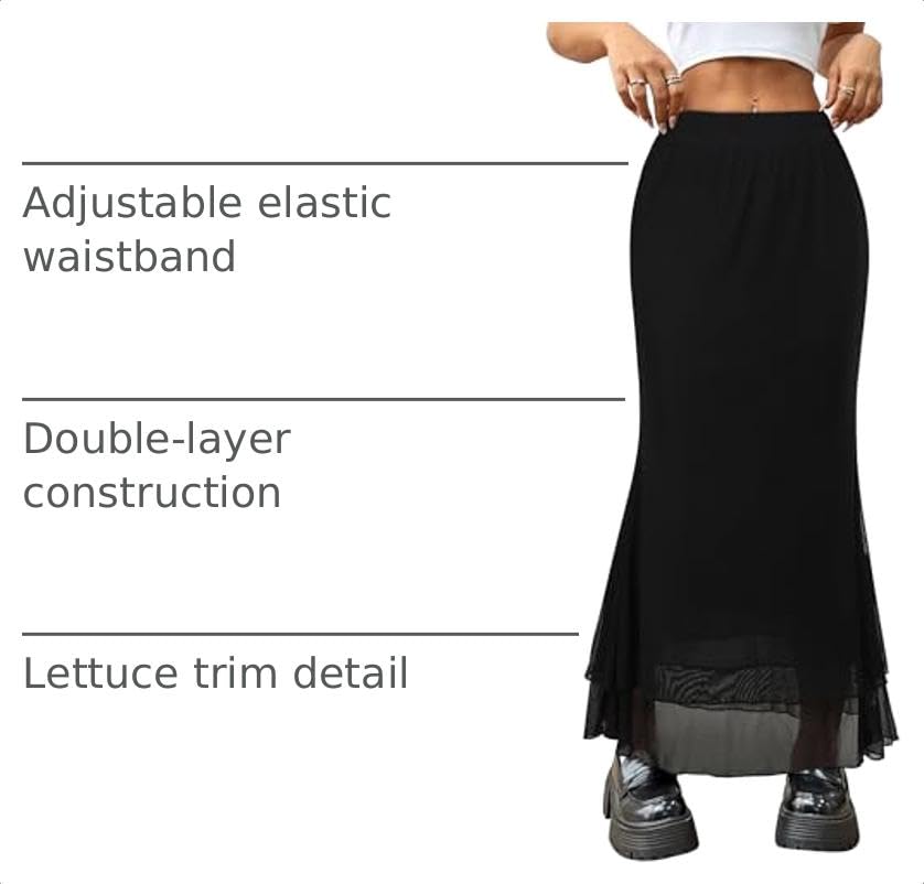 Women Maxi Skirt Flowy Elastic High Waisted Leopard Print Skirts