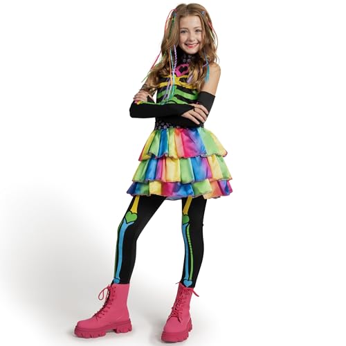 Spooktacular Creations Halloween Kids Skeleton Costume, Funky Punky Bone Skeleton Deluxe Costume, Halloween Girls Outfit