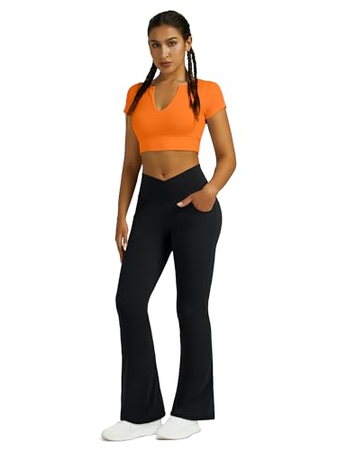 Flare Leggings For Women Yoga Pants With Pockets High Waisted