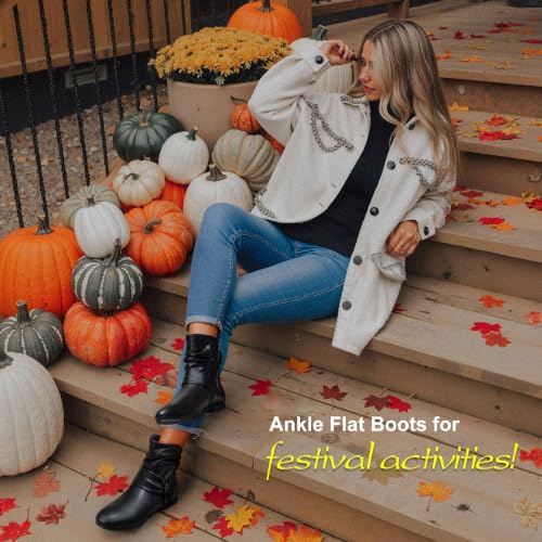 Women's Slouch Ankle Boots, Flat Low Heel Side Zip Booties 939A