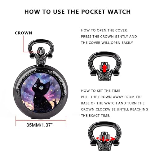 Vintage Pocket Watch for Women Men Graphic Design Quartz Pocket Watche