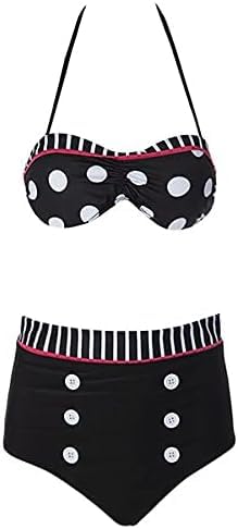 Boolavard Women Vintage 50s Pinup Girl Rockabilly High Waist Retro Bikini Swimsuit Set