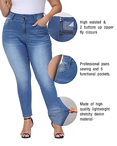 Womens Plus Size Skinny Jeans High Waisted Stretchy Classic