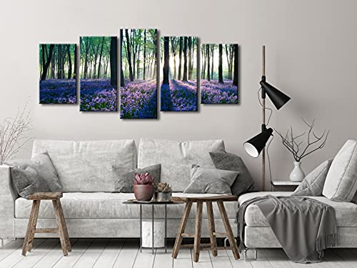 Early Morning Lavender 5-Panel Stretched Canvas Wall Art