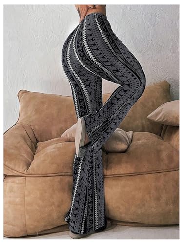 Milumia Women's Boho Yoga Leggings High Waisted Hippie Flared Pants