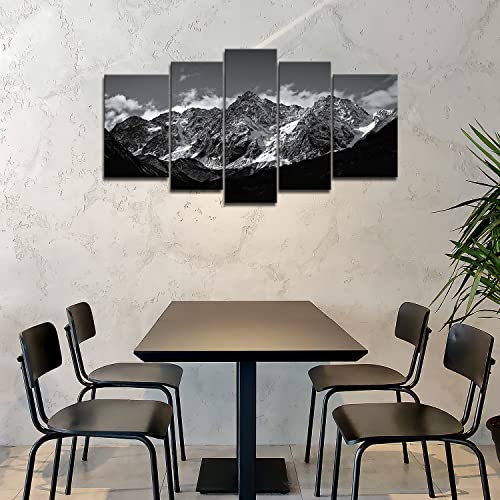 5-Piece Black & White Mountain Canvas Wall Art