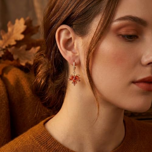 Gold Silver Small Hoop Dangle Earrings for Women, Trendy Dainty Rhinestone CZ Dangling Prom Wedding Leaf Flower Snowflake Butterfly Starfish Fashion Jewelry Gift