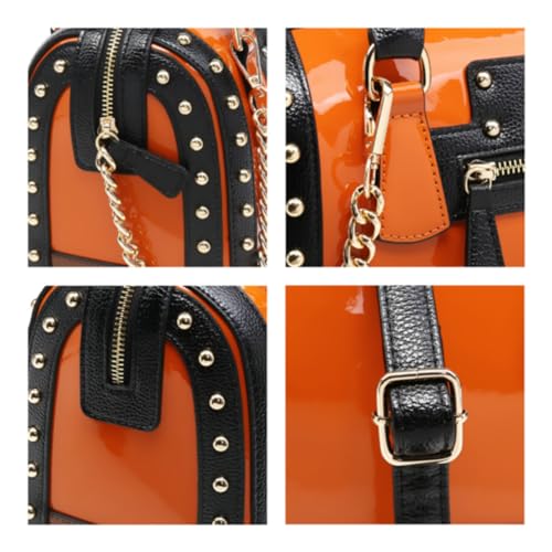 Women's Barrel Bag Shiny Patent Faux Leather Top-Handle Satchel