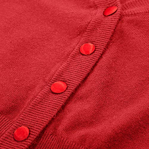 Women's 3/4 Sleeve Cropped Cardigan Shrug — Button-Down Sweater