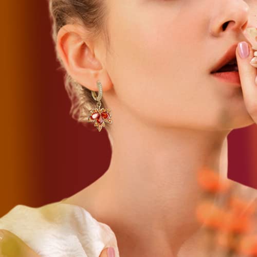 Gold Silver Small Hoop Dangle Earrings for Women, Trendy Dainty Rhinestone CZ Dangling Prom Wedding Leaf Flower Snowflake Butterfly Starfish Fashion Jewelry Gift